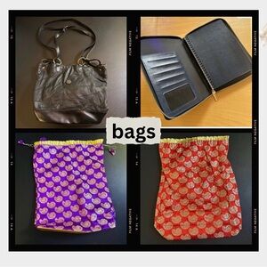 ⭐️ Vintage patch purse and lot of bags and notebook